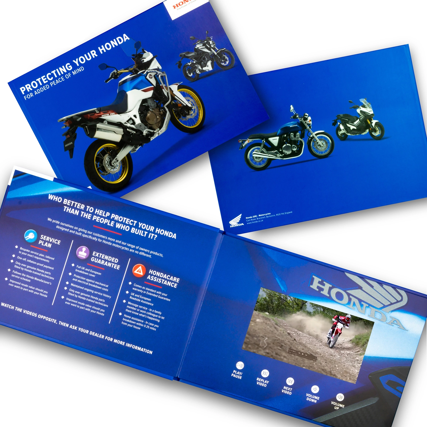 Corporate video brochure featuring a sleek design, USB charging port, and premium sound