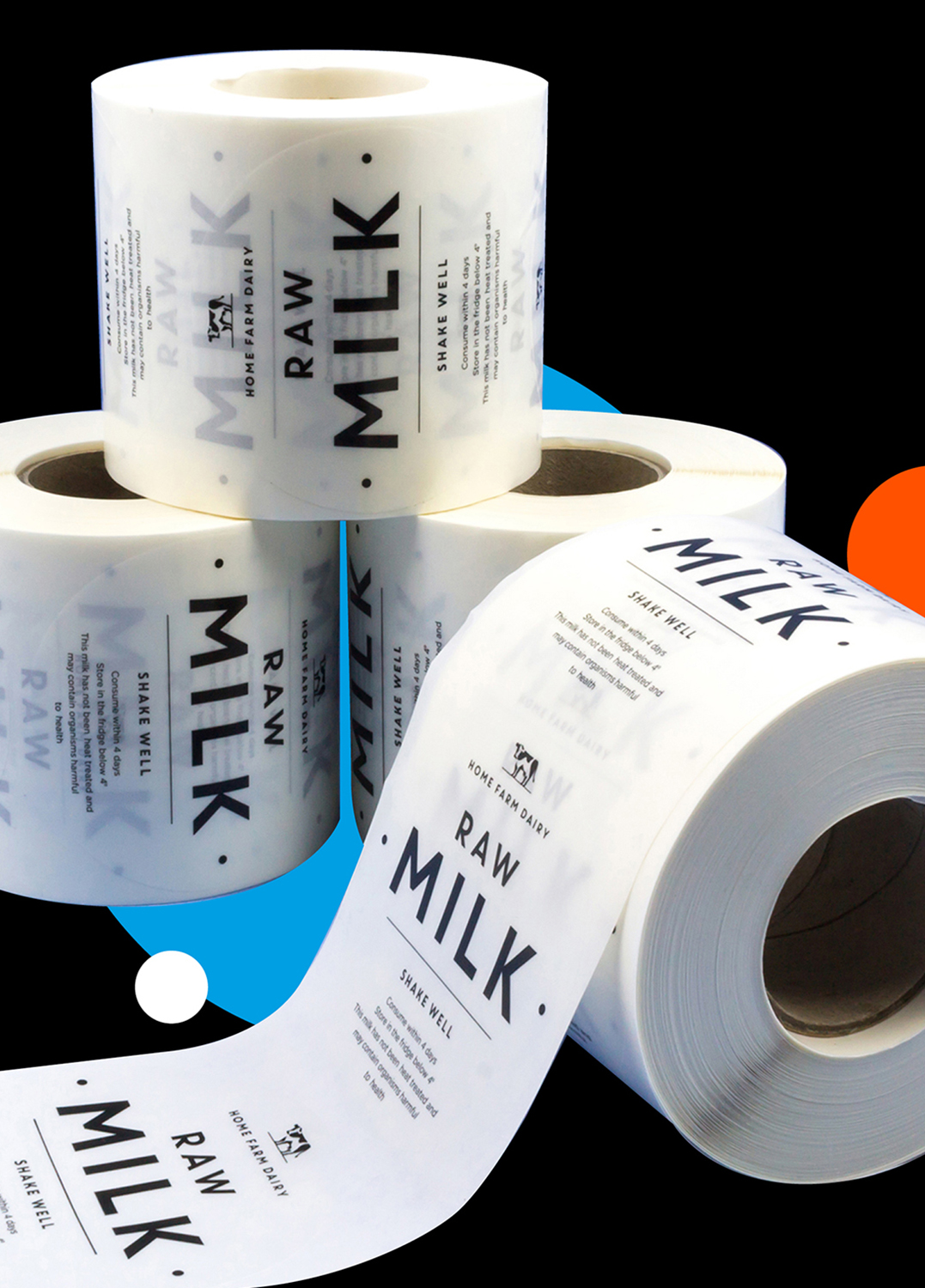 Custom printed labels on rolls for easy application and high-volume use