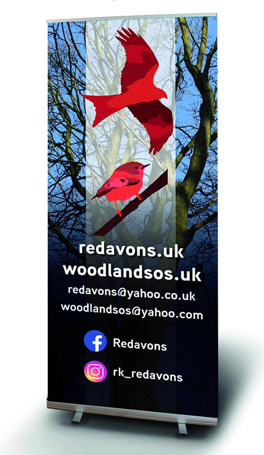 Custom-designed roll-up banner used for trade show or exhibition